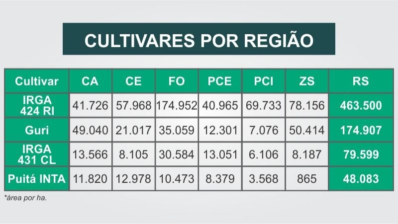 Cultivares por região
