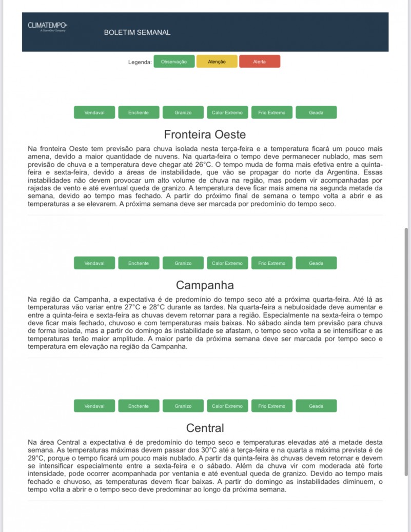 Chuvas fortes retornam ao Sul do Brasil na segunda metade da