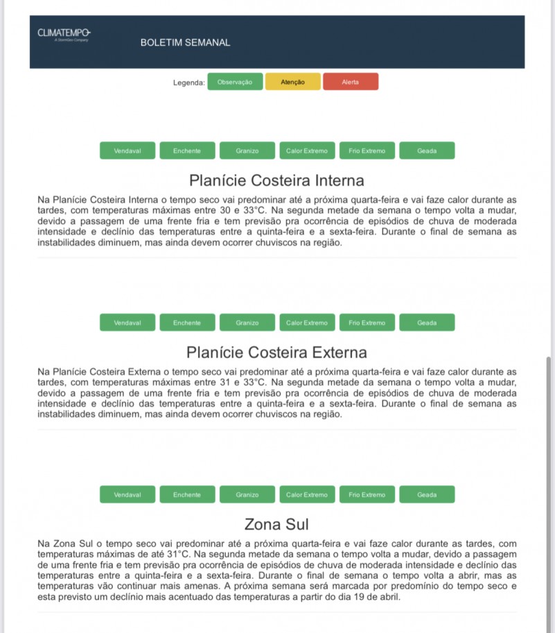 Risco de temporais aumenta na segunda metade da semana