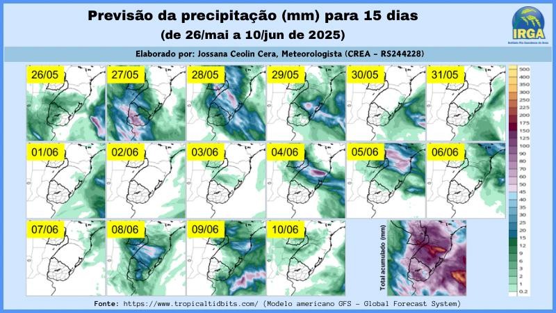O tempo seco predominará entre os dias 30 de maio e 03 de junho, assim como as baixas temperaturas