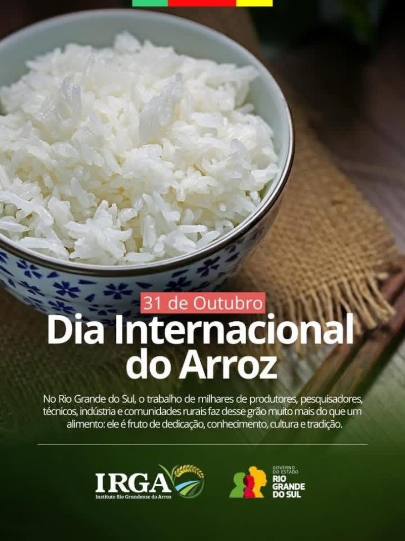 O Arroz &eacute; a energia que une o Brasil &eacute; o slogan da nova campanha do IRGA de incentivo ao consumo do gr&atilde;o