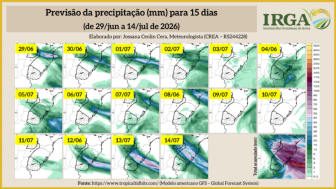 Previs&atilde;o do tempo de 29/junho a 14/julho